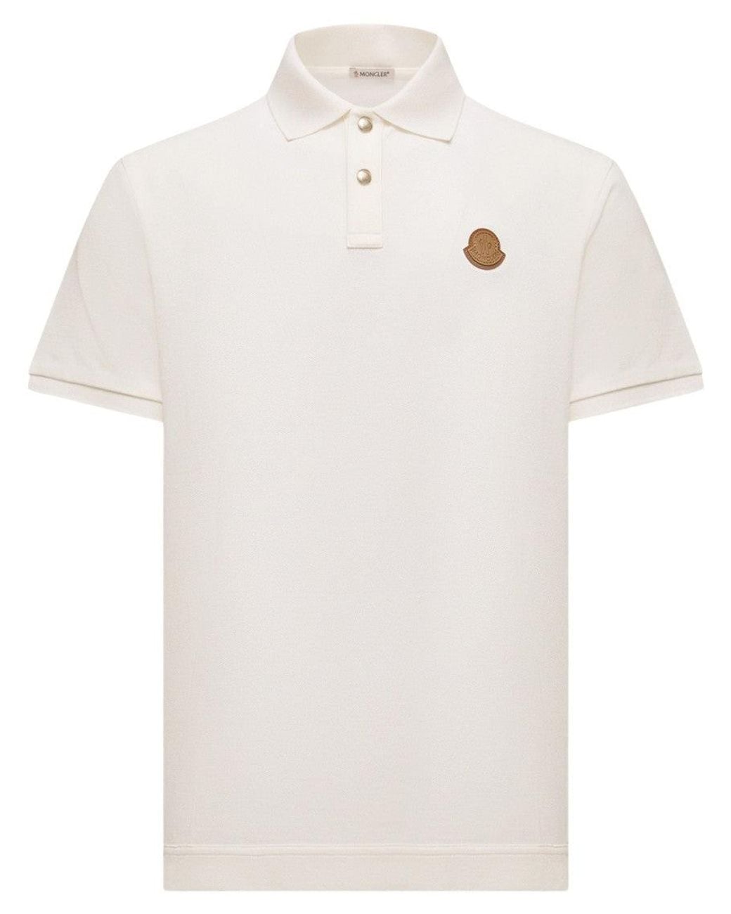 Moncler White Logo Polo for men