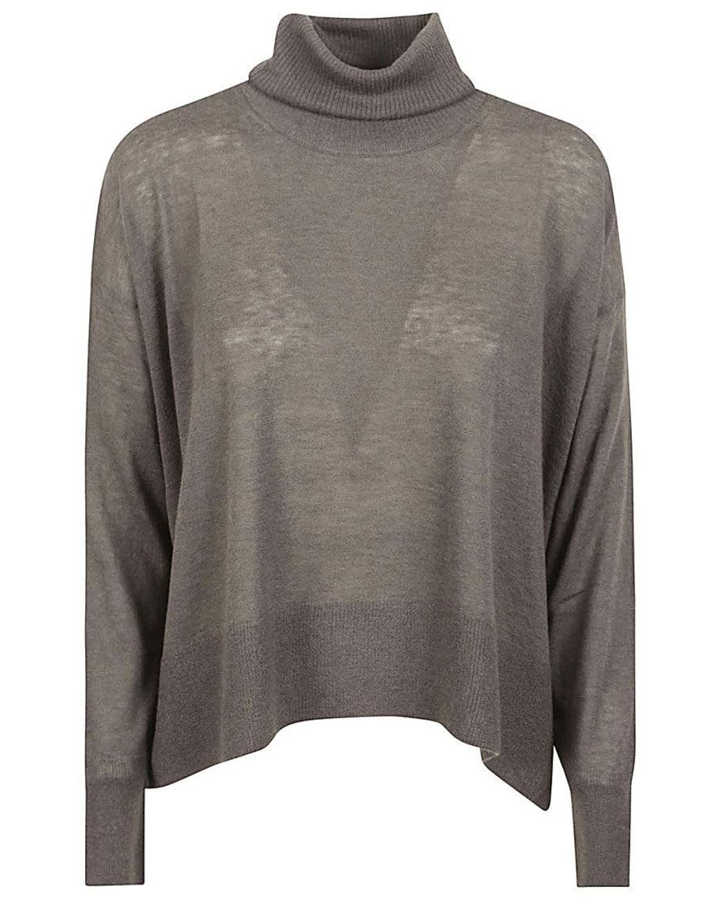 C.t. Plage Gray Khaki High-Neck Sweater