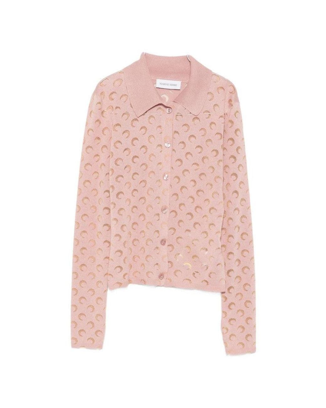 MARINE SERRE Pink Slim Logo Shirt