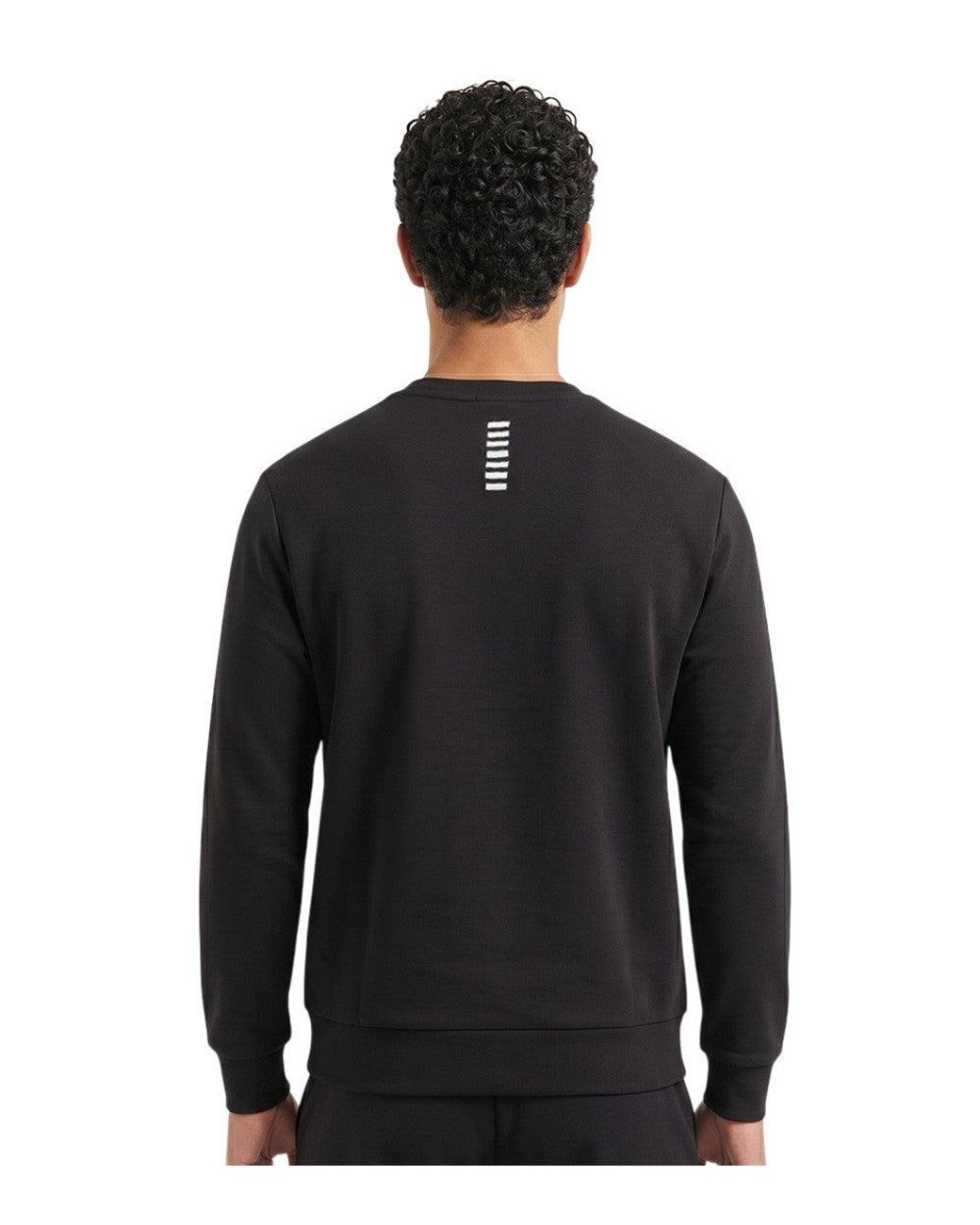 EA7 Black Logo Crew Neck Sweatshirt for men