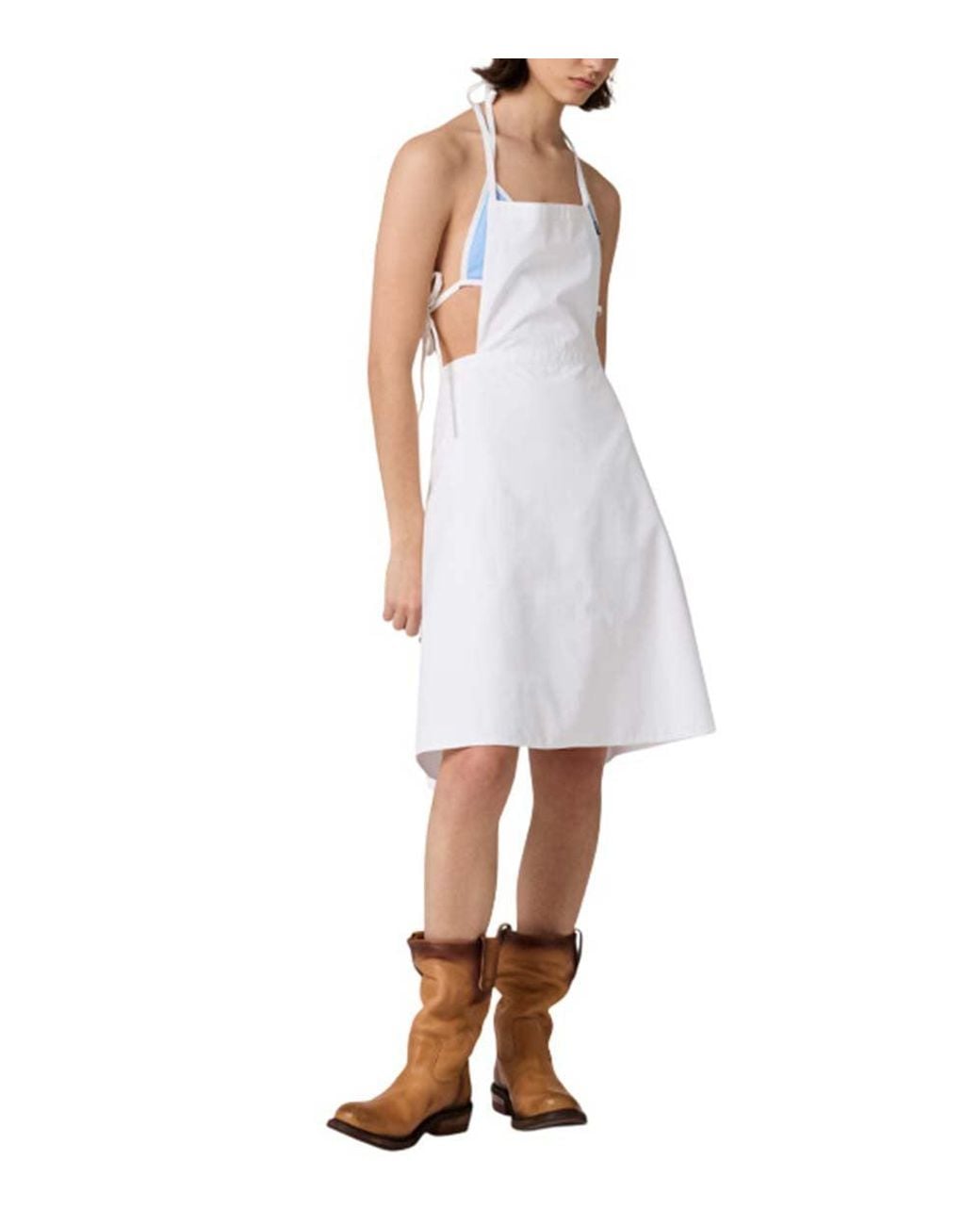 Miu Miu White Solid Halter Neck Mini Dress