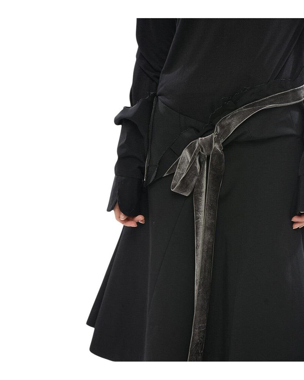 Maison Margiela Black Shirt Collar Midi Dress