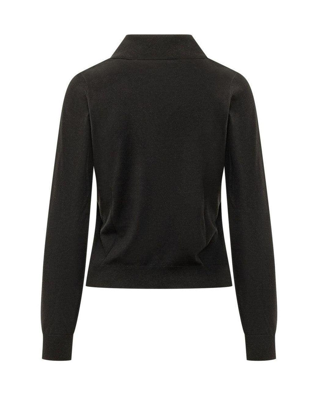 DIESEL Black Solid Shirt Collar Top