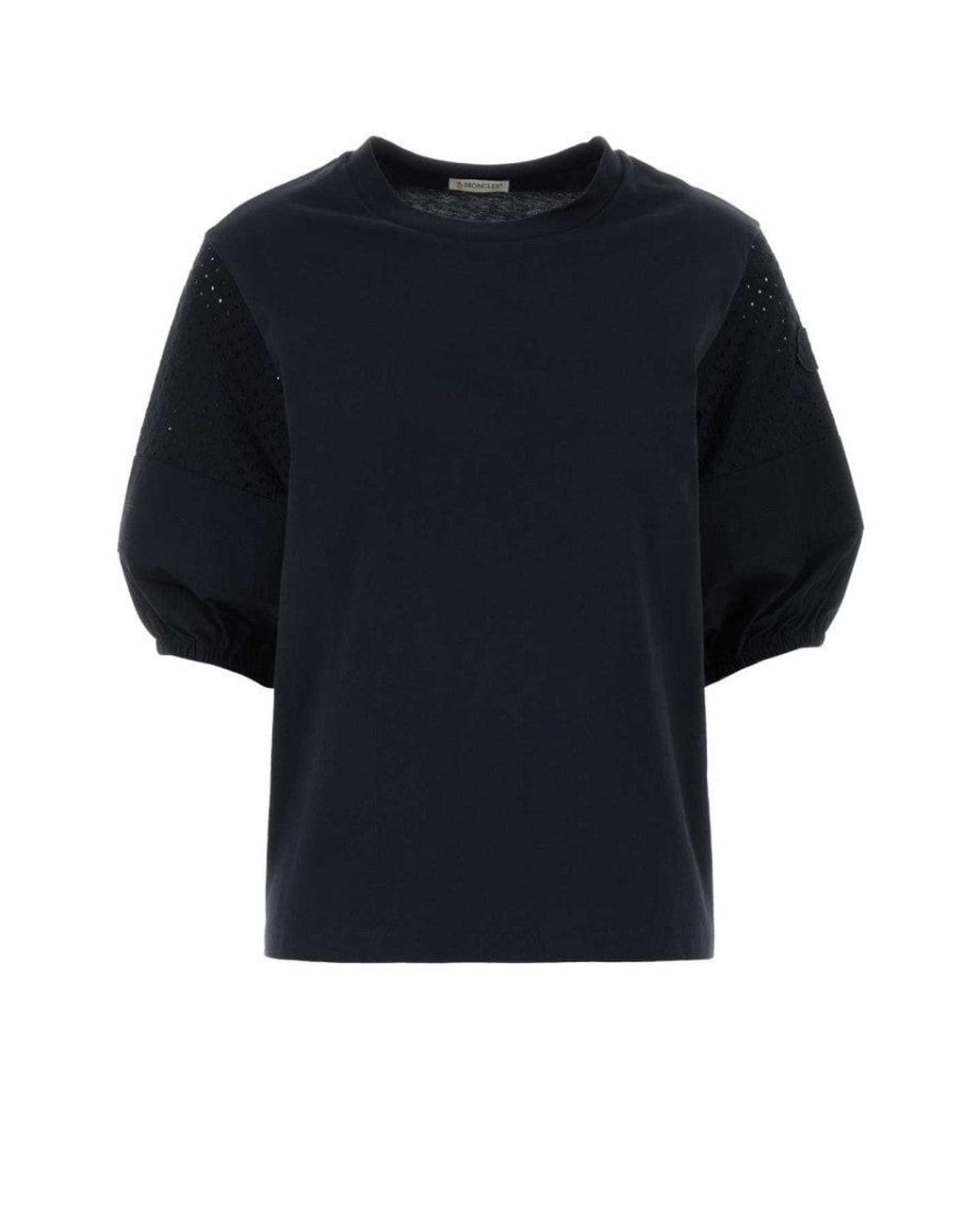 Moncler Blue Solid Crew Neck T-Shirt