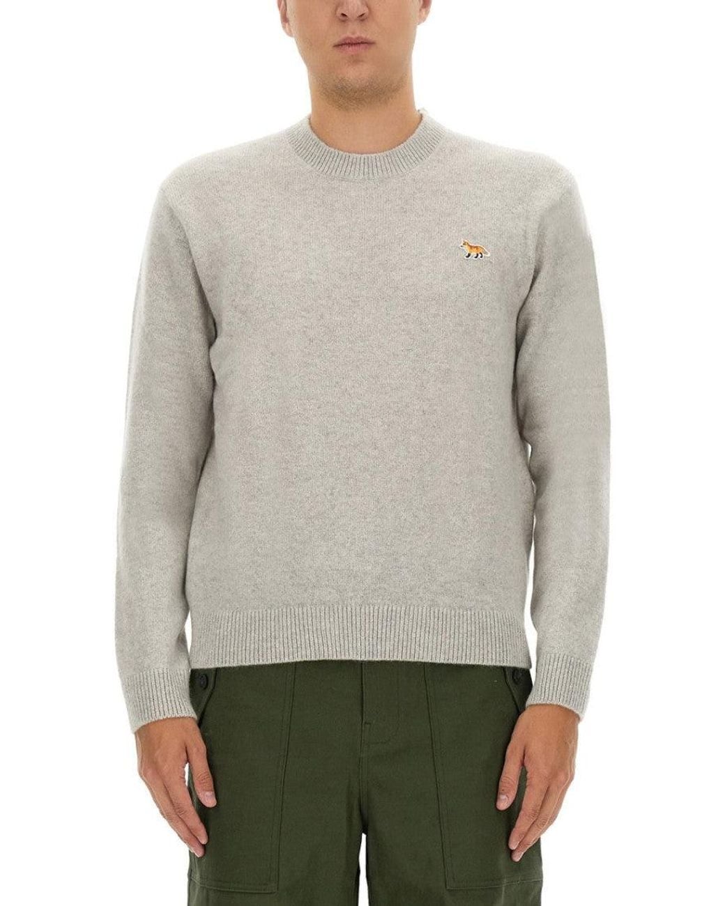 Maison Kitsuné Gray Light Logo Sweaters for men