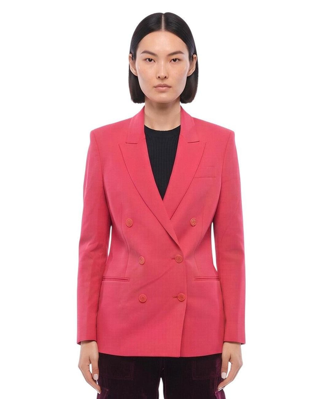 Stella McCartney Pink Solid Peaked Lapel Blazer