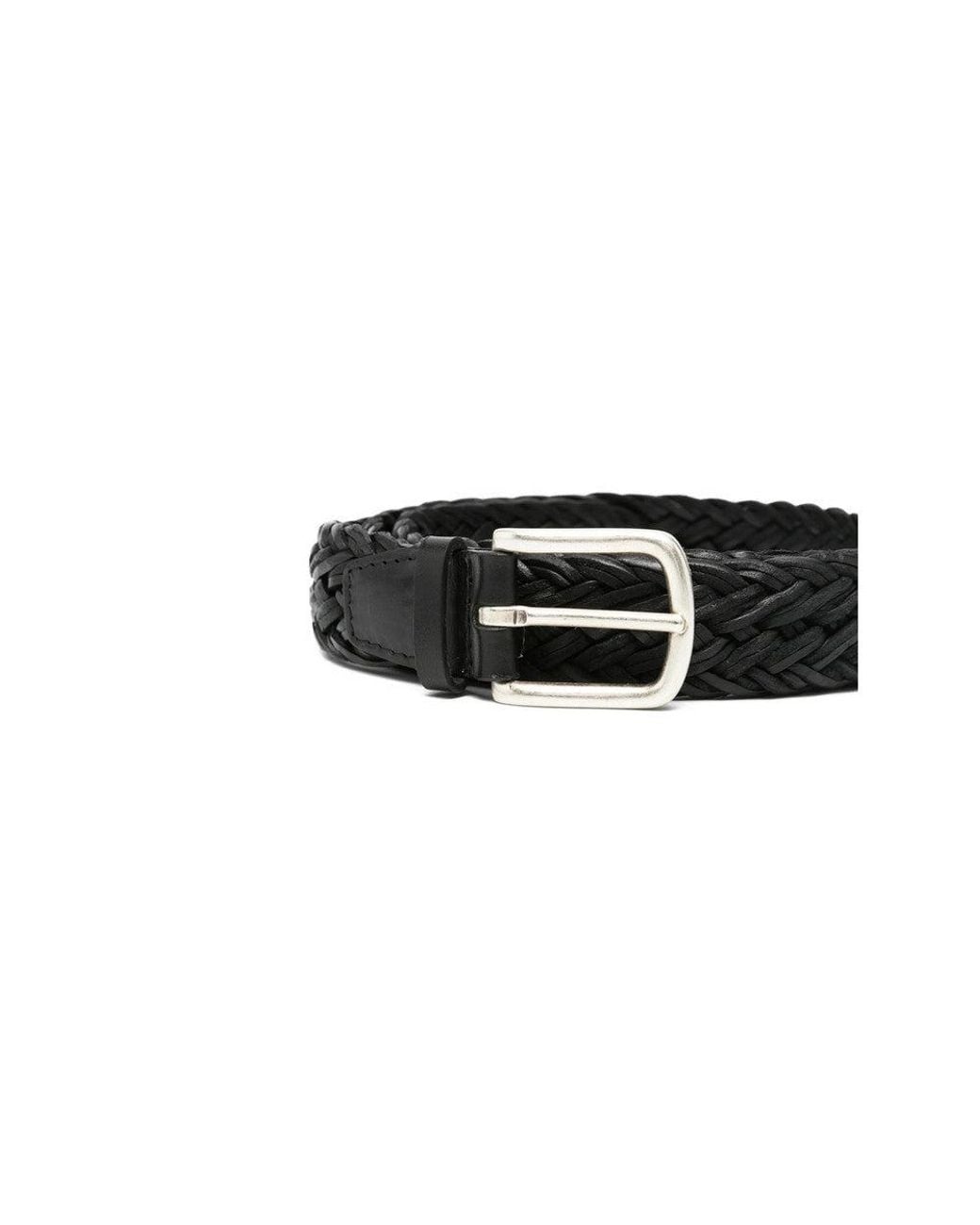 Orciani Black Braided Buckle Belt for men
