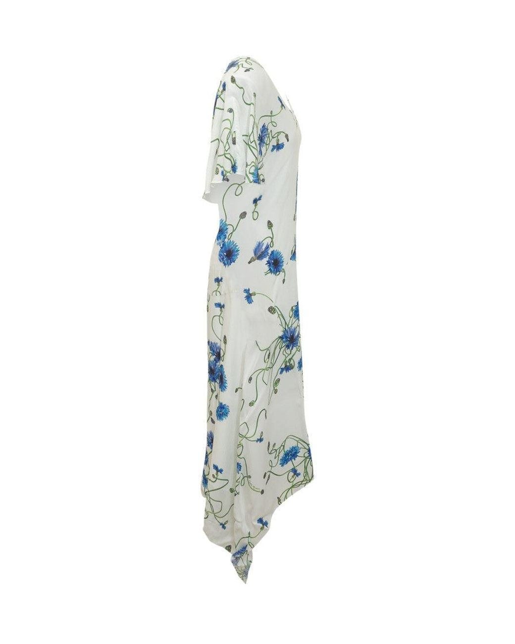 Stella McCartney Blue Floral V Neck Midi Dress