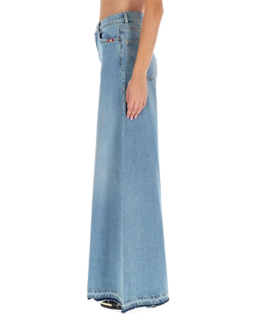 AMISH Blue Denim Loose High Rise Jeans