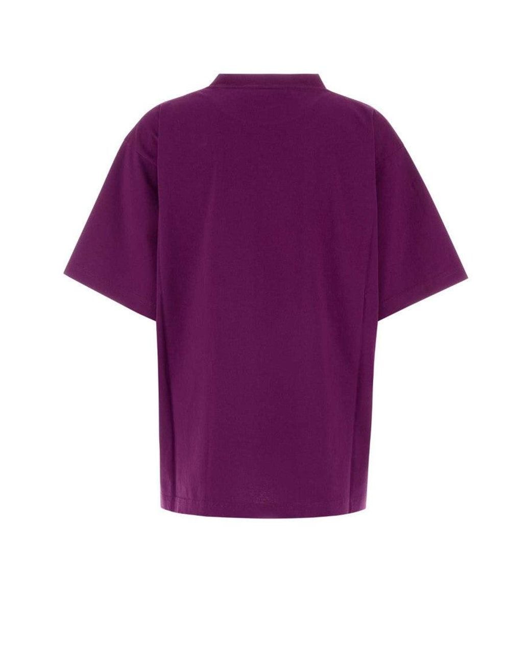 Balenciaga Purple Graphic Crew Neck T-Shirt