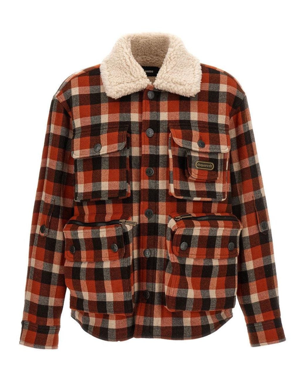 DSquared² Brown Check Logo Jacket for men