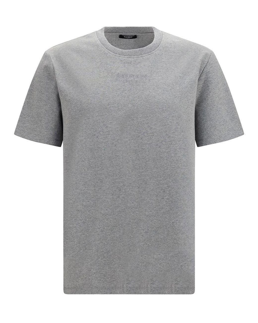 Balmain Gray Crew Neck T-Shirt for men