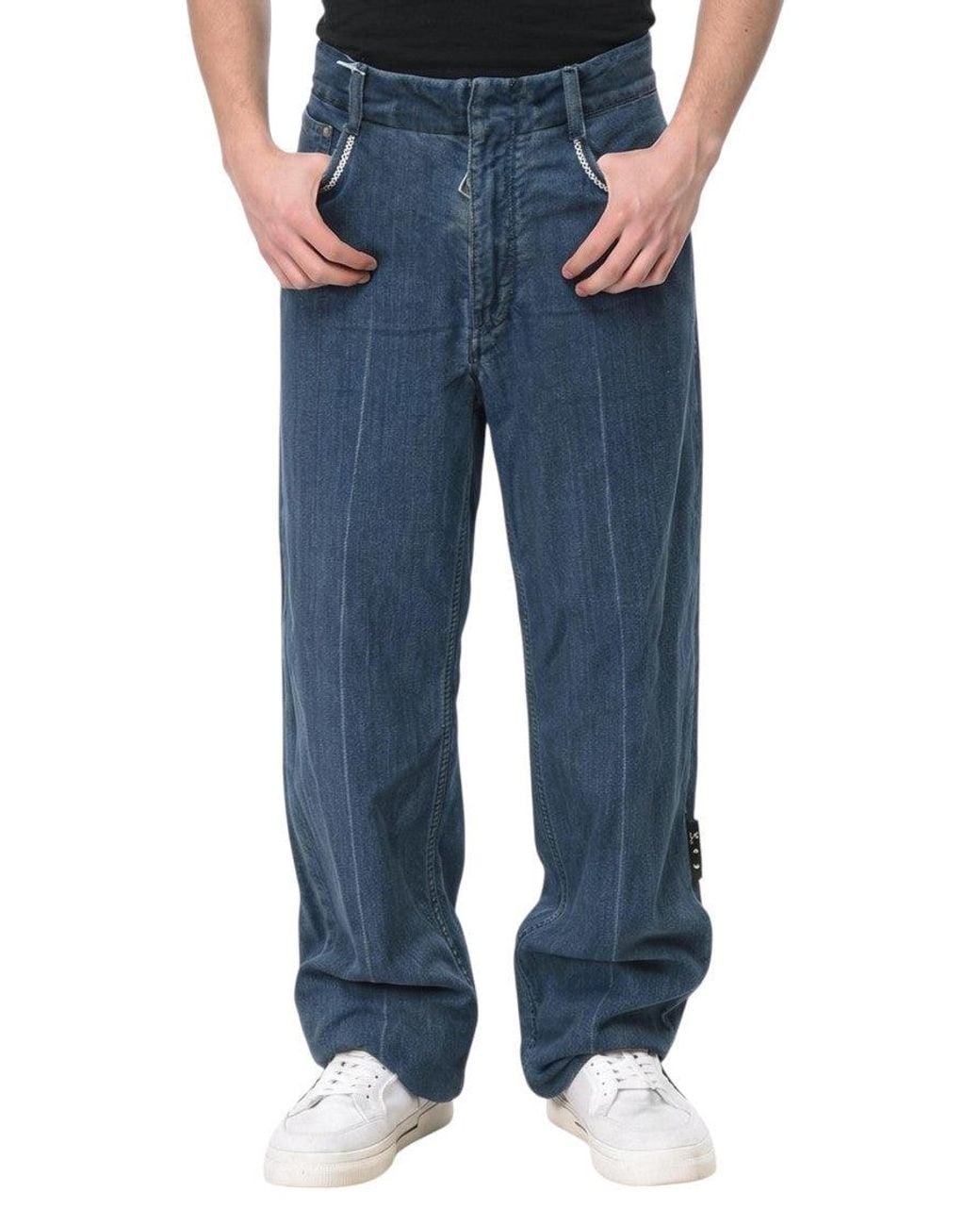 Off-White c/o Virgil Abloh Blue Relaxed Mid Rise Jeans for men