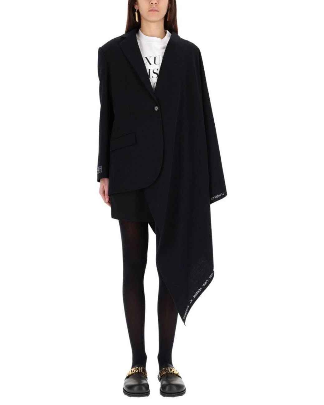 Moschino Black Solid Notched Lapel Jacket
