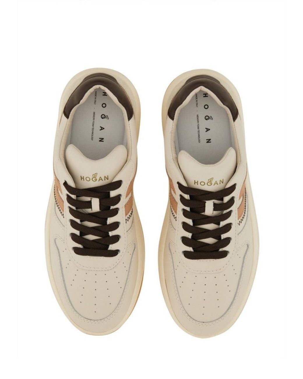 Hogan White Natural Color Block Sneakers