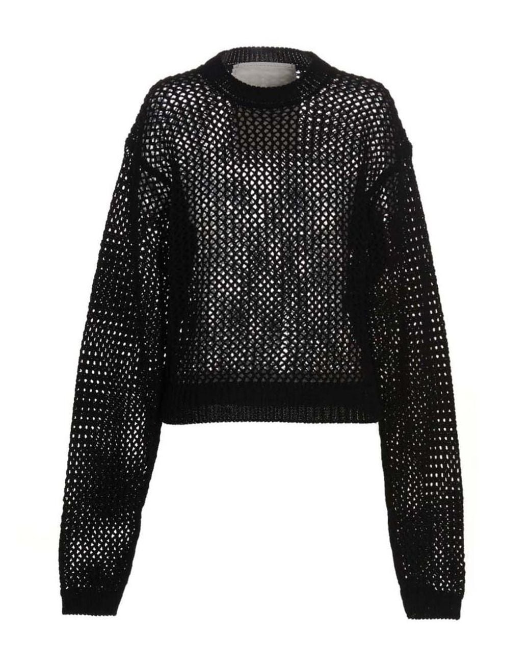 Ramael Black Sheer Cotton Crewneck Sweater