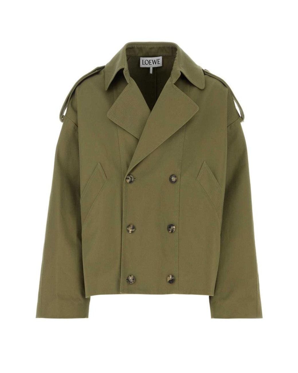 Loewe Green Cotton Trench Coat for men