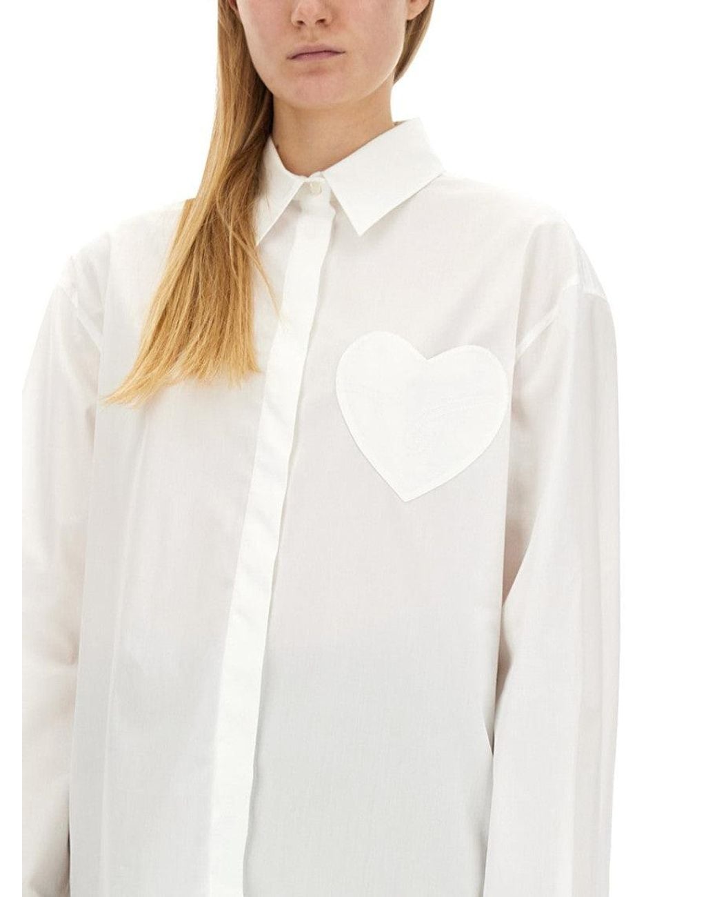 Moschino White Oversized Embellished Shirt