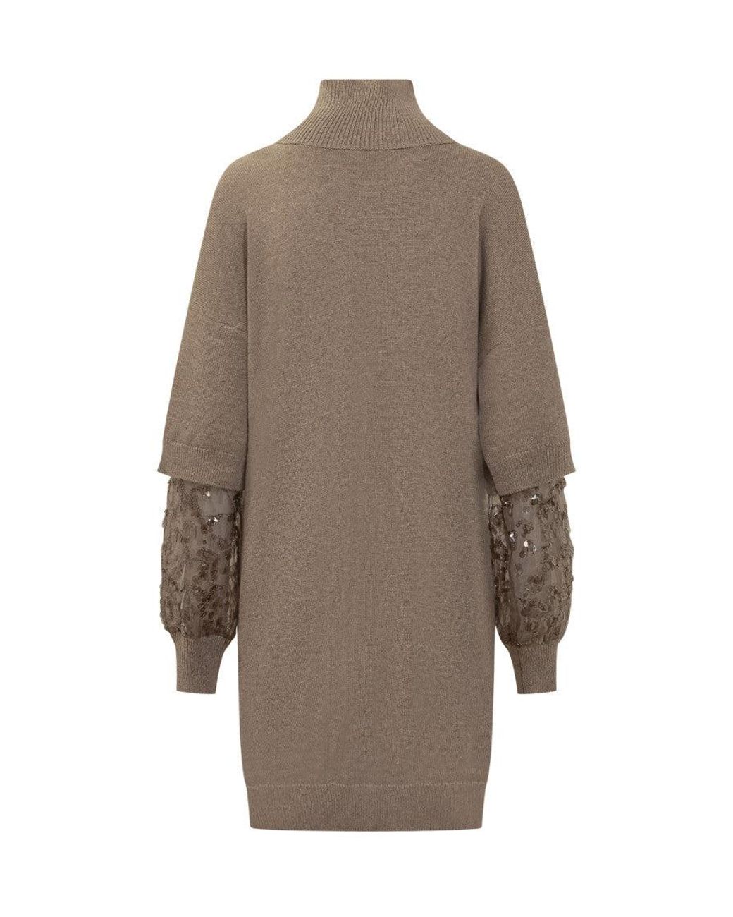 Brunello Cucinelli Natural Cashmere Sweater Mini Dress