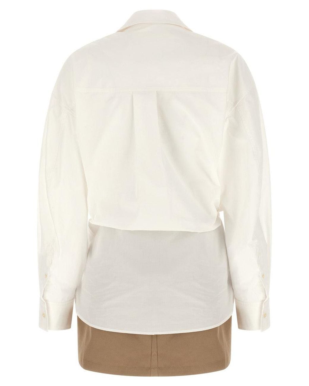 Alexander Wang White Shirt Collar Wrap Mini Dress