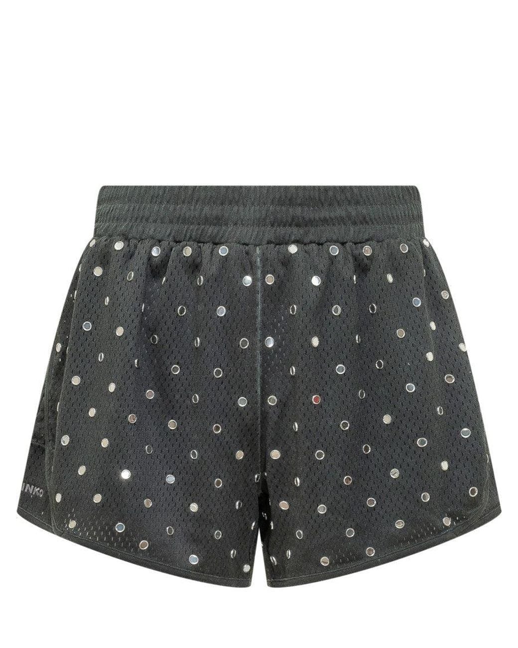 Pinko Gray Mini Strass-Embellished Fashion Shorts