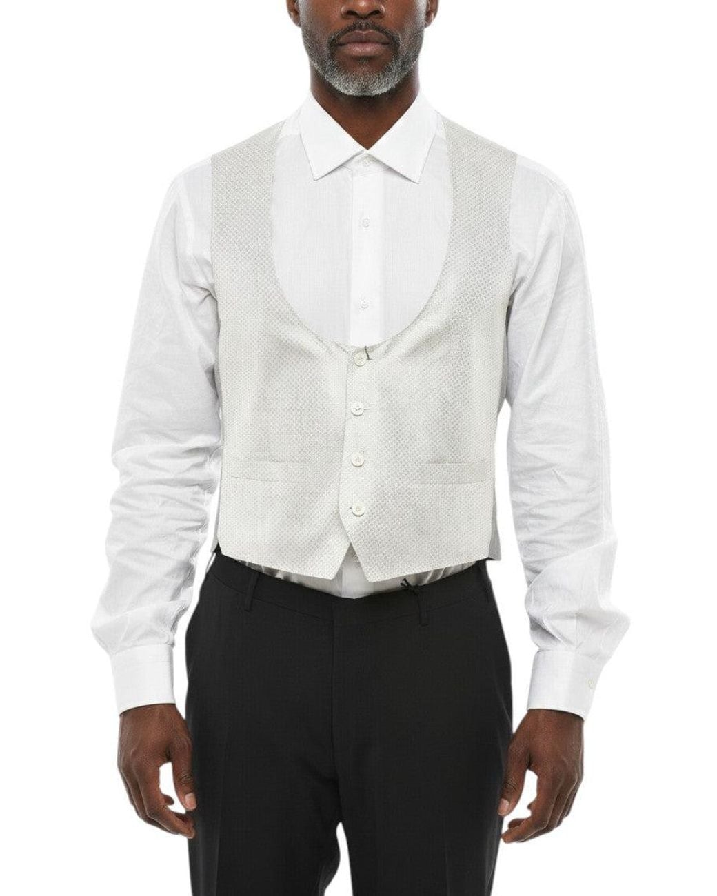 Corneliani White Light Embroidered Waistcoat for men