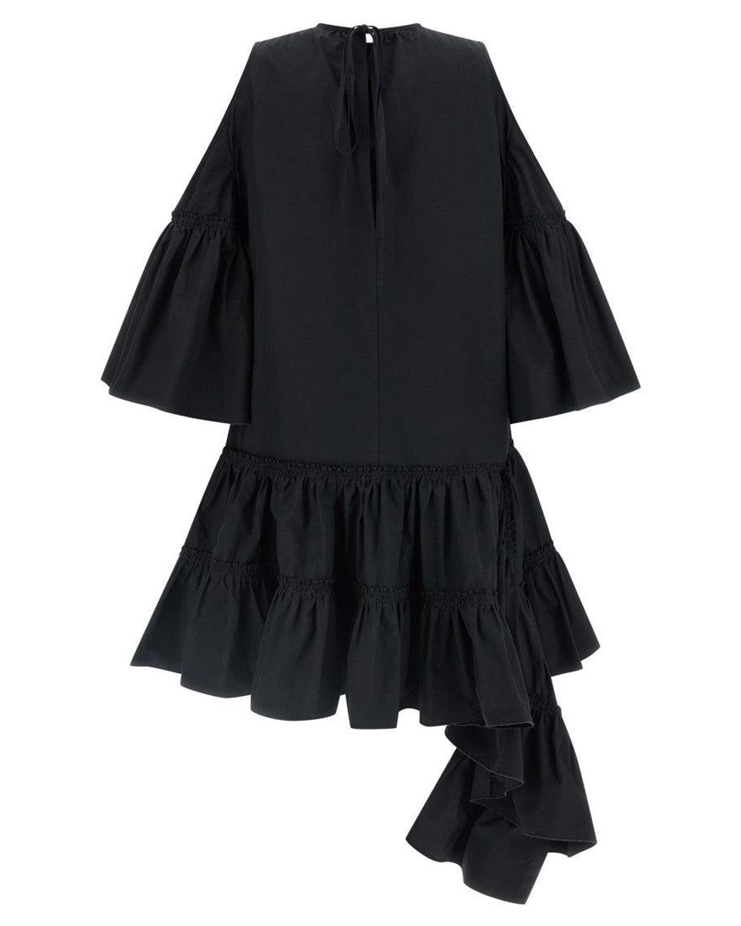 J.W. Anderson Black Crew Neck Ruffles Mini Dress