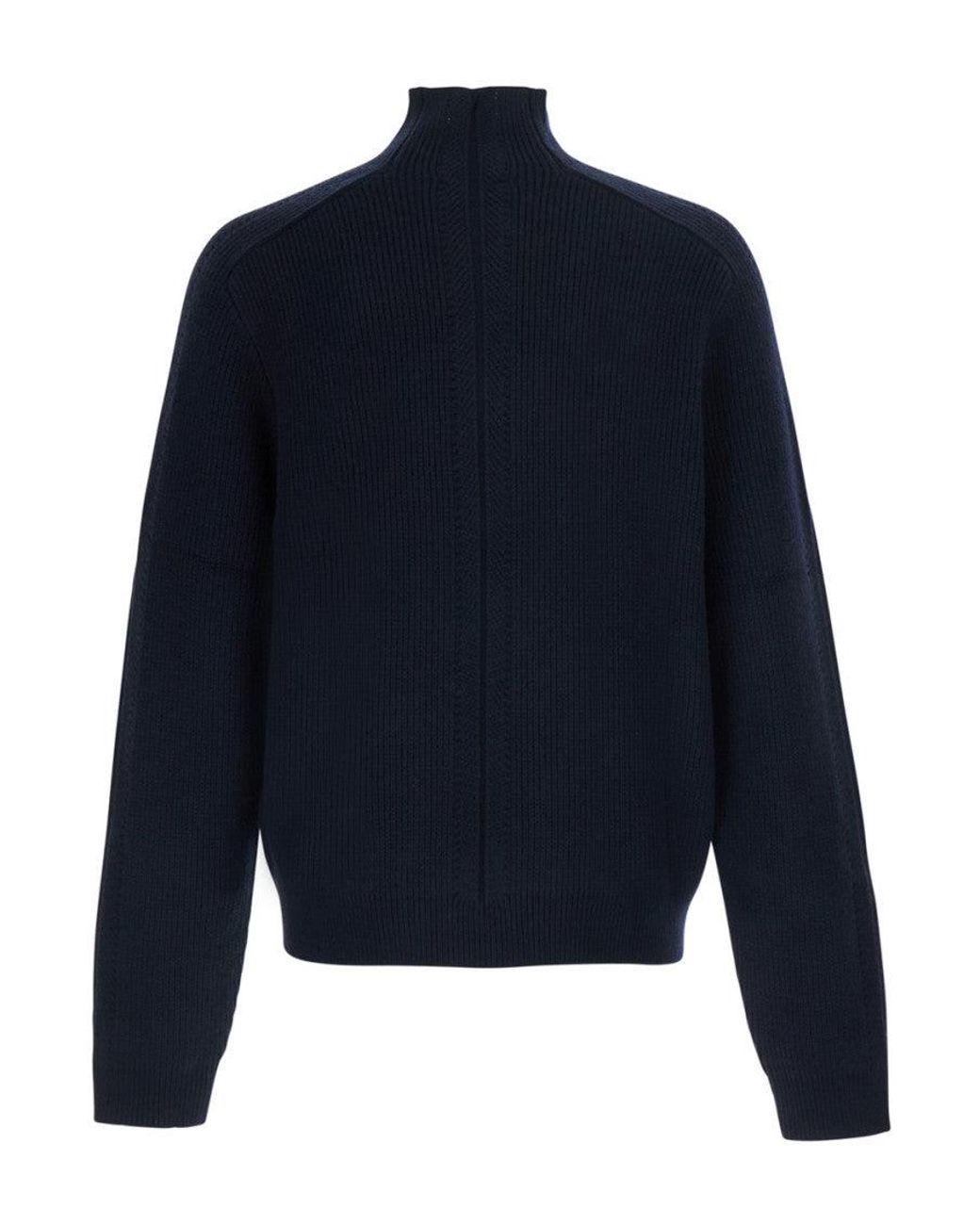 Emporio Armani Blue Corn Point V-Neck Tech Fabric Sweater For for men