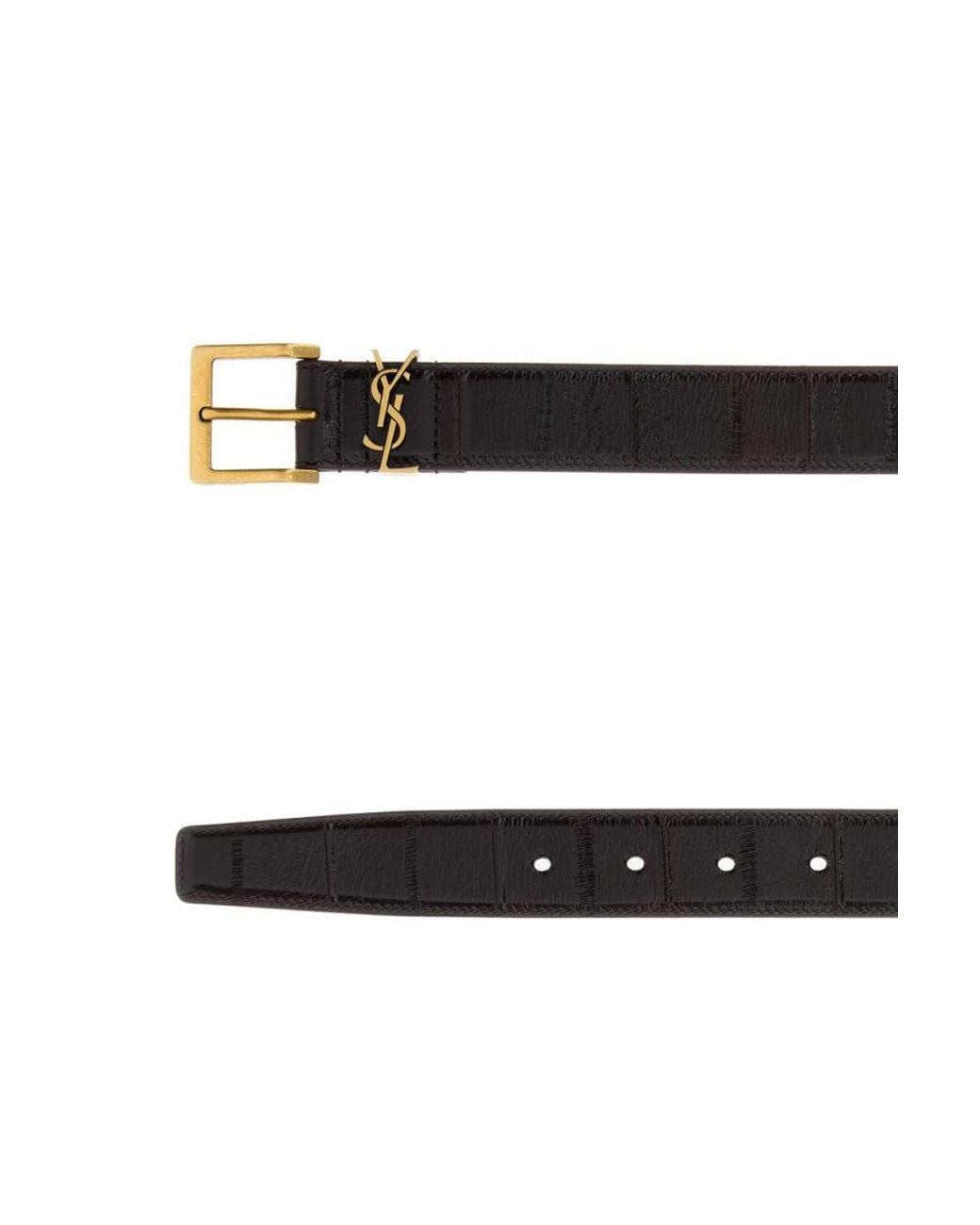 Saint Laurent White Logo Buckle Belt for men