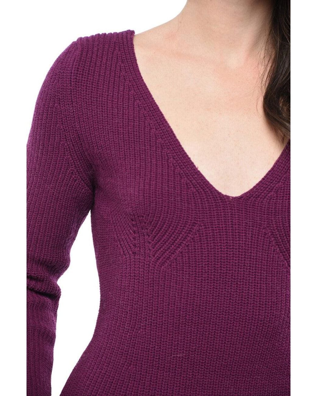 DSquared² Purple Solid V Neck Sweater