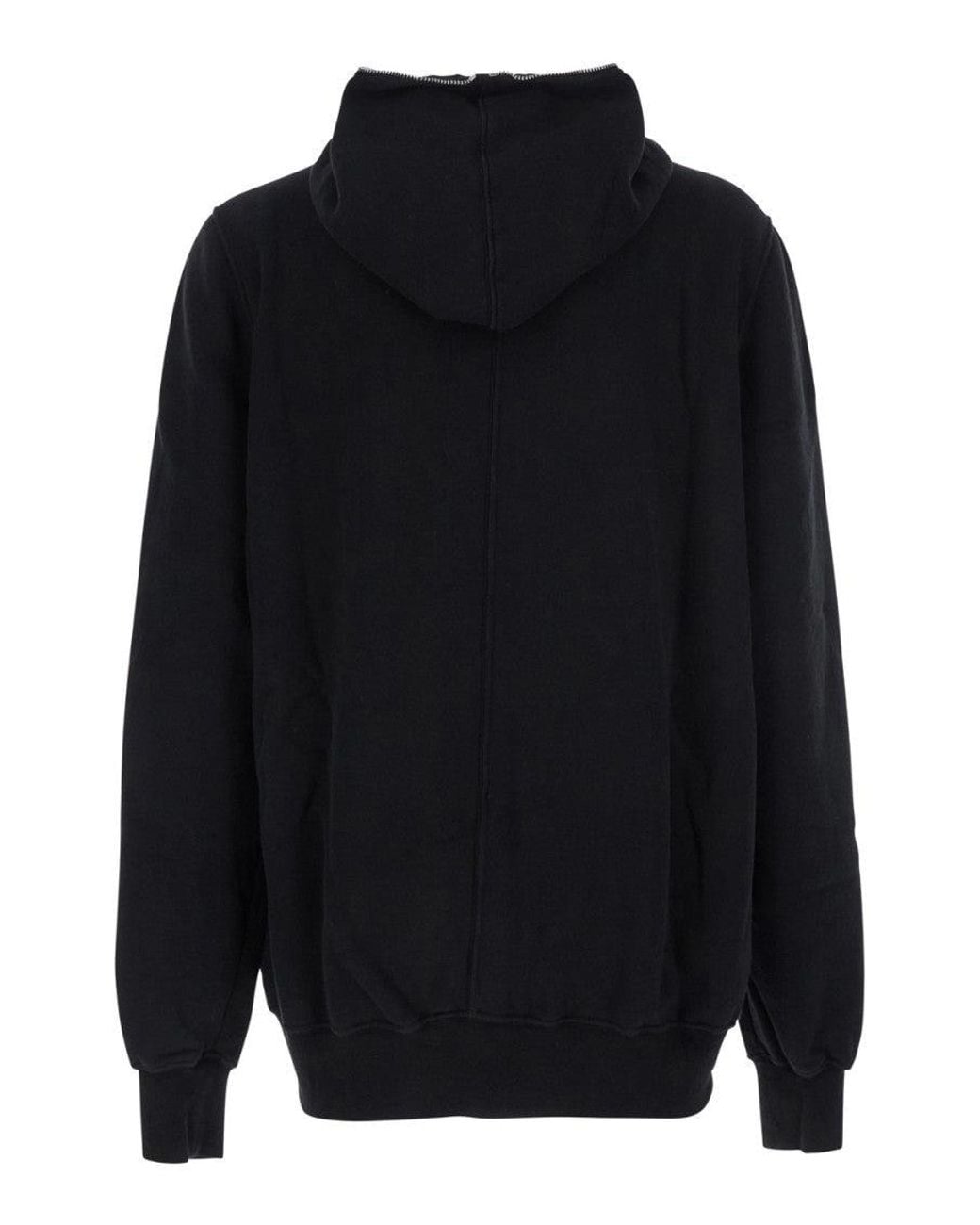 Rick Owens Black Hoodie With Kangaroo Pocket On The Front for men