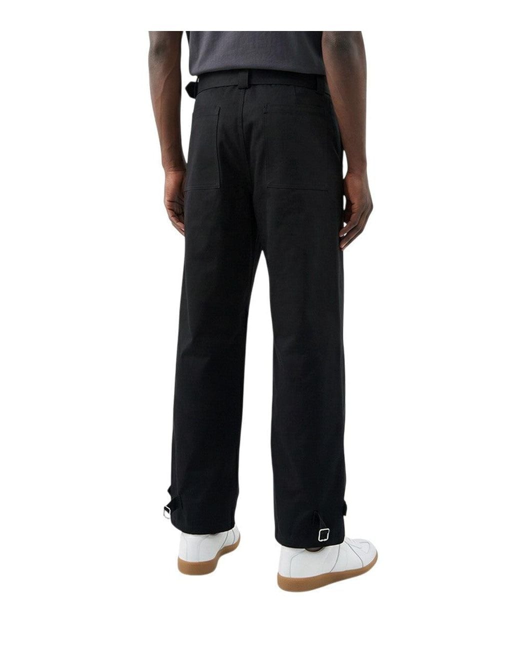 McQueen Black Straight Cargo Pants for men