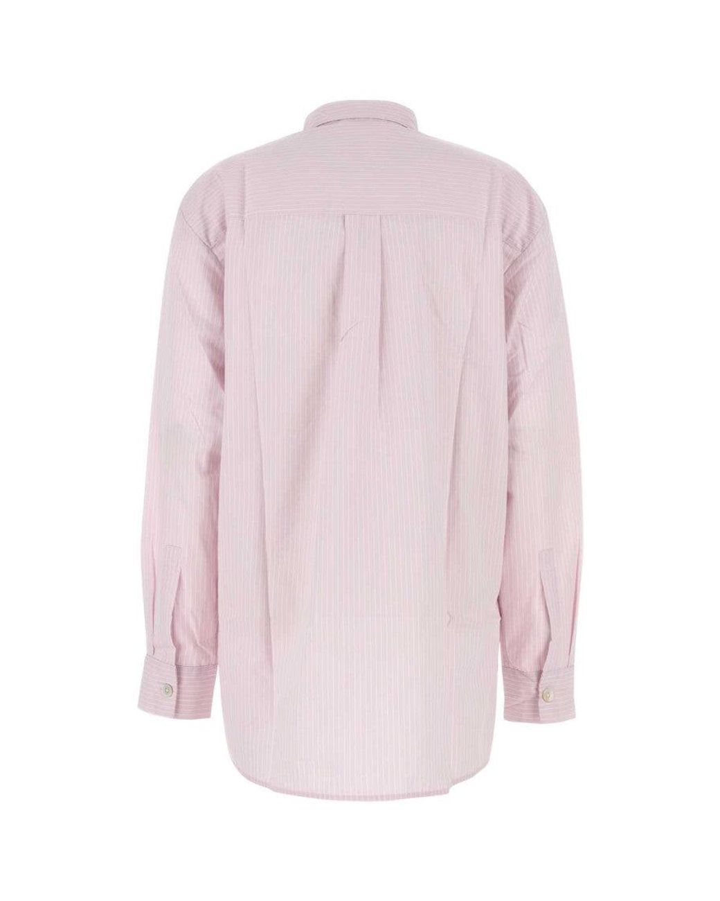 Tekla Pink Light Relaxed Stripes Shirt