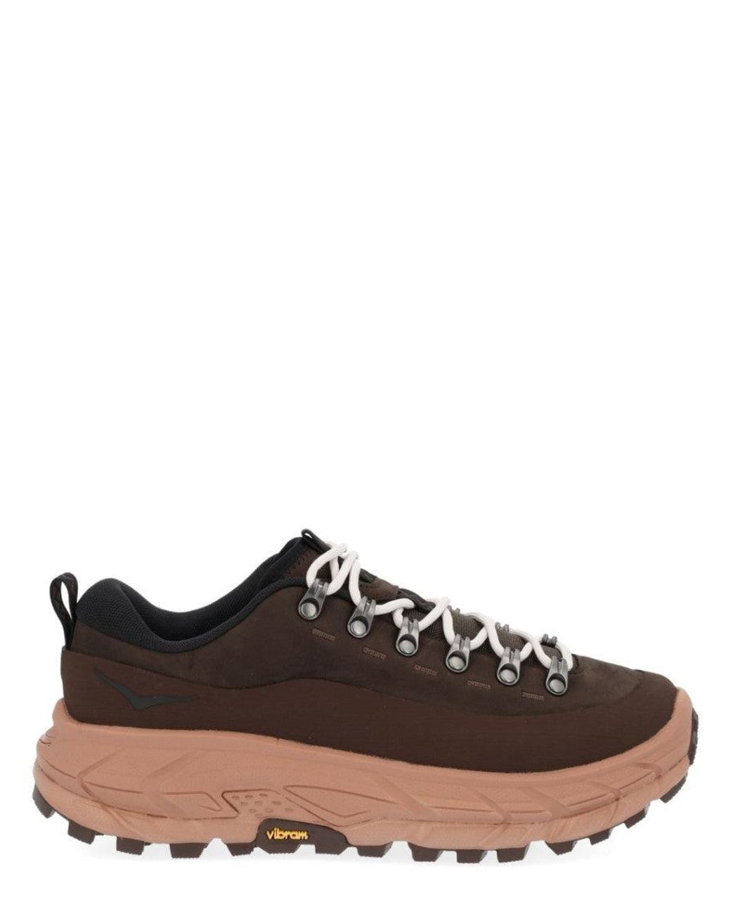 Hoka One One Brown Solid Lace Up Sneakers for men