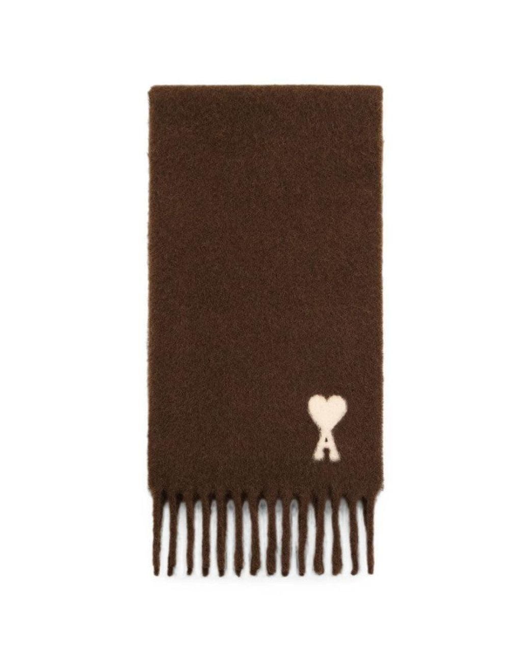 AMI Brown Logo Scarf for men