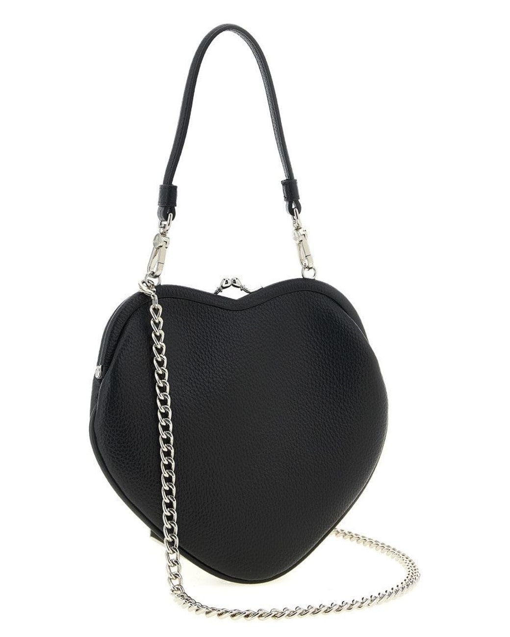Vivienne Westwood Black Belle Heart Frame Small Crossbody Bag