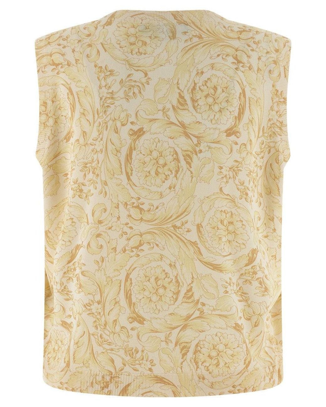 Versace Natural Barocco-Print Silk Vest