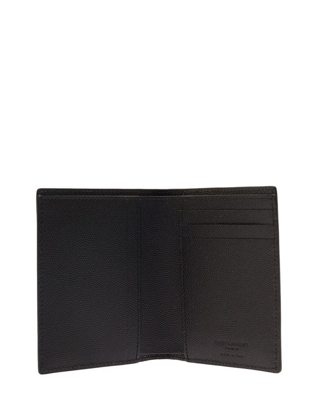 Saint Laurent Black Solid Logo Wallet for men