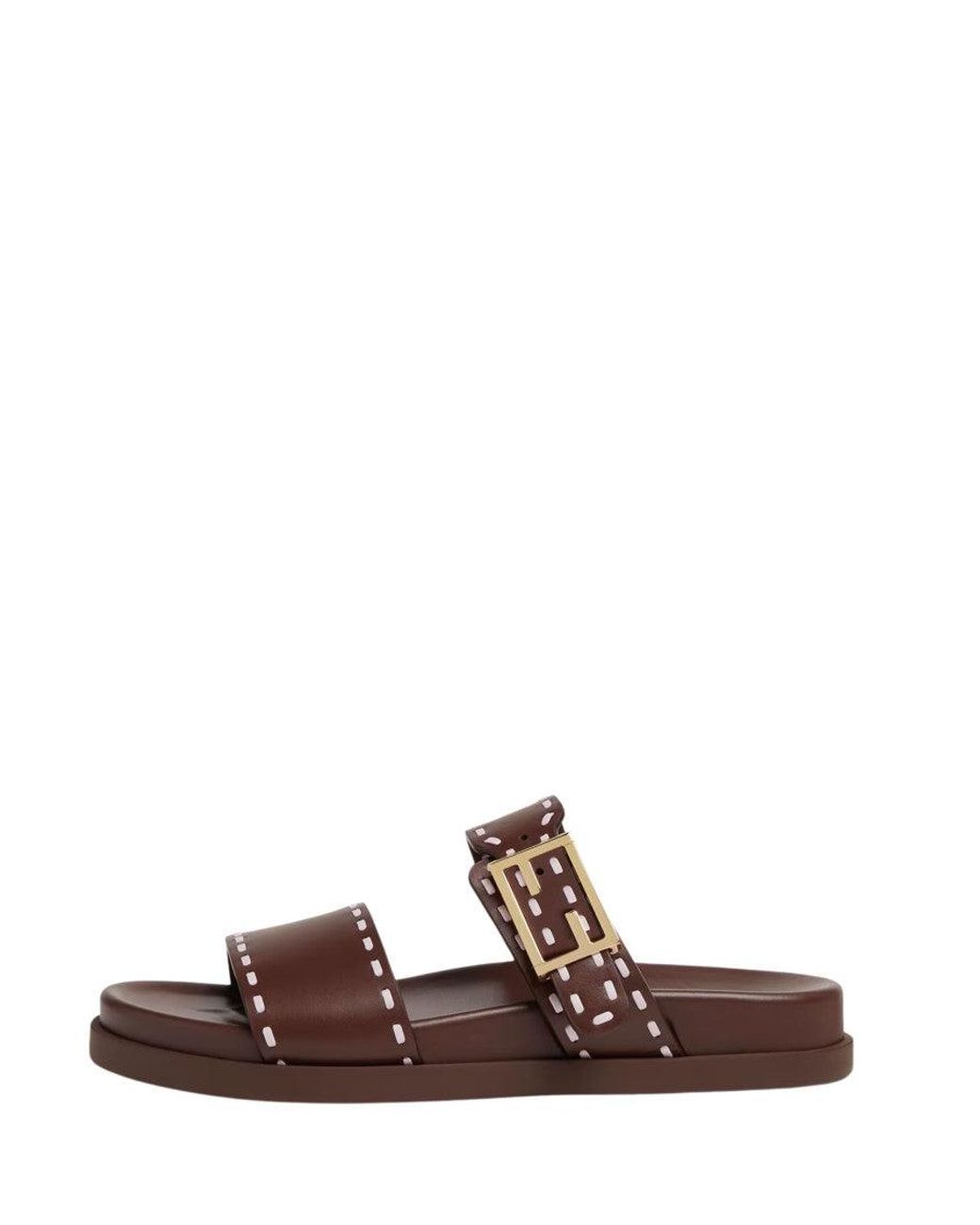 Fendi Brown Embellished Slides