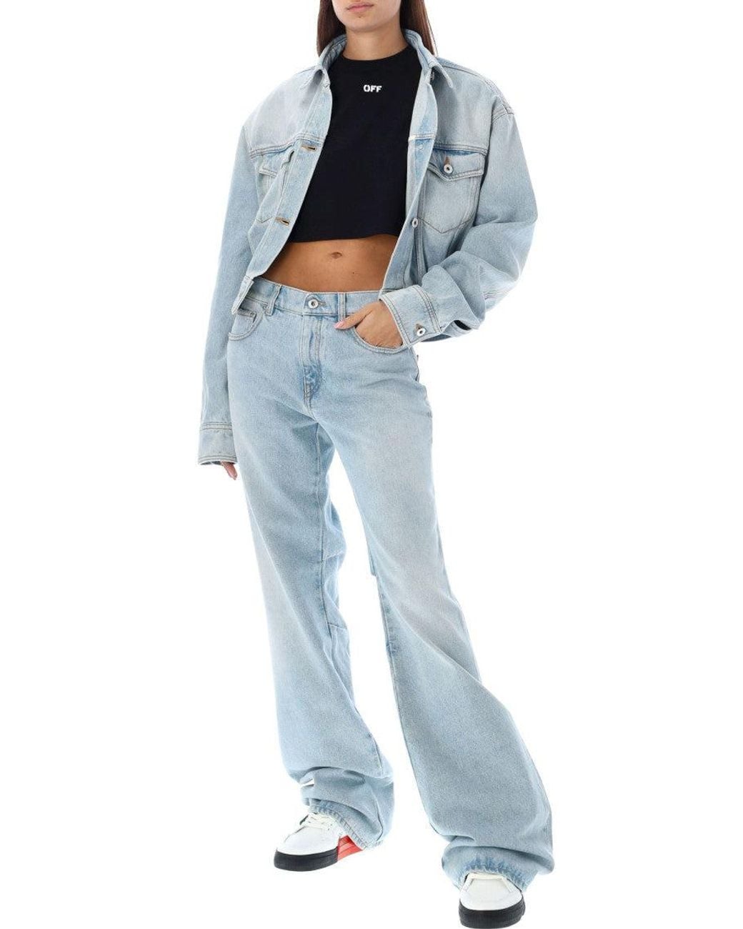Off-White c/o Virgil Abloh Blue Loose Low Rise Jeans
