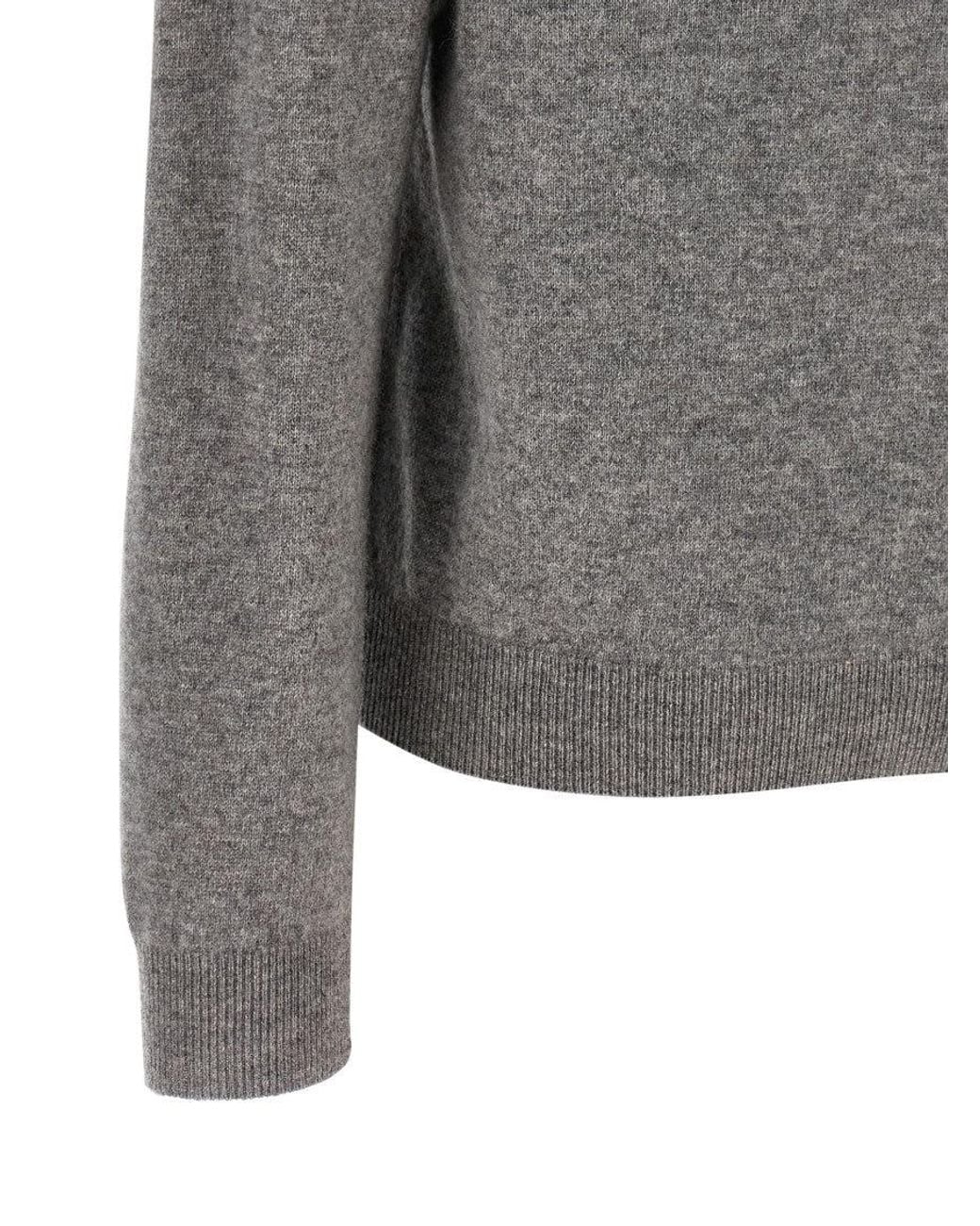 Prada Gray Checks V Neck Sweater