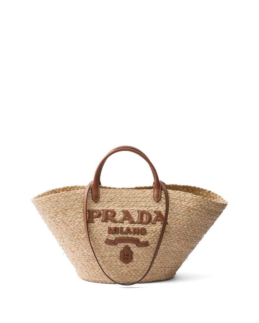 Prada Pink Natural Logo-Appliqué Tote