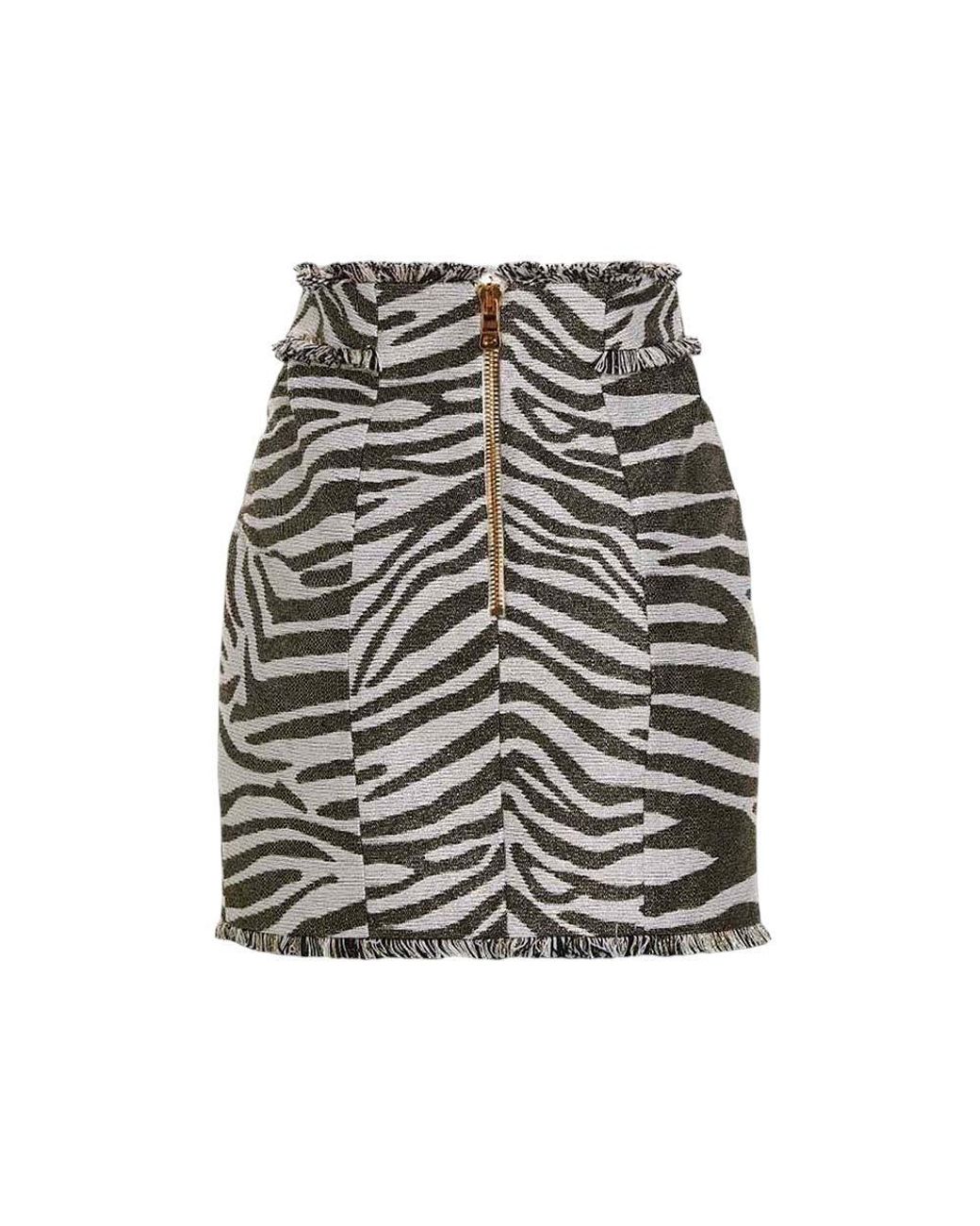 Balmain Gray Animal Print Mini Skirt