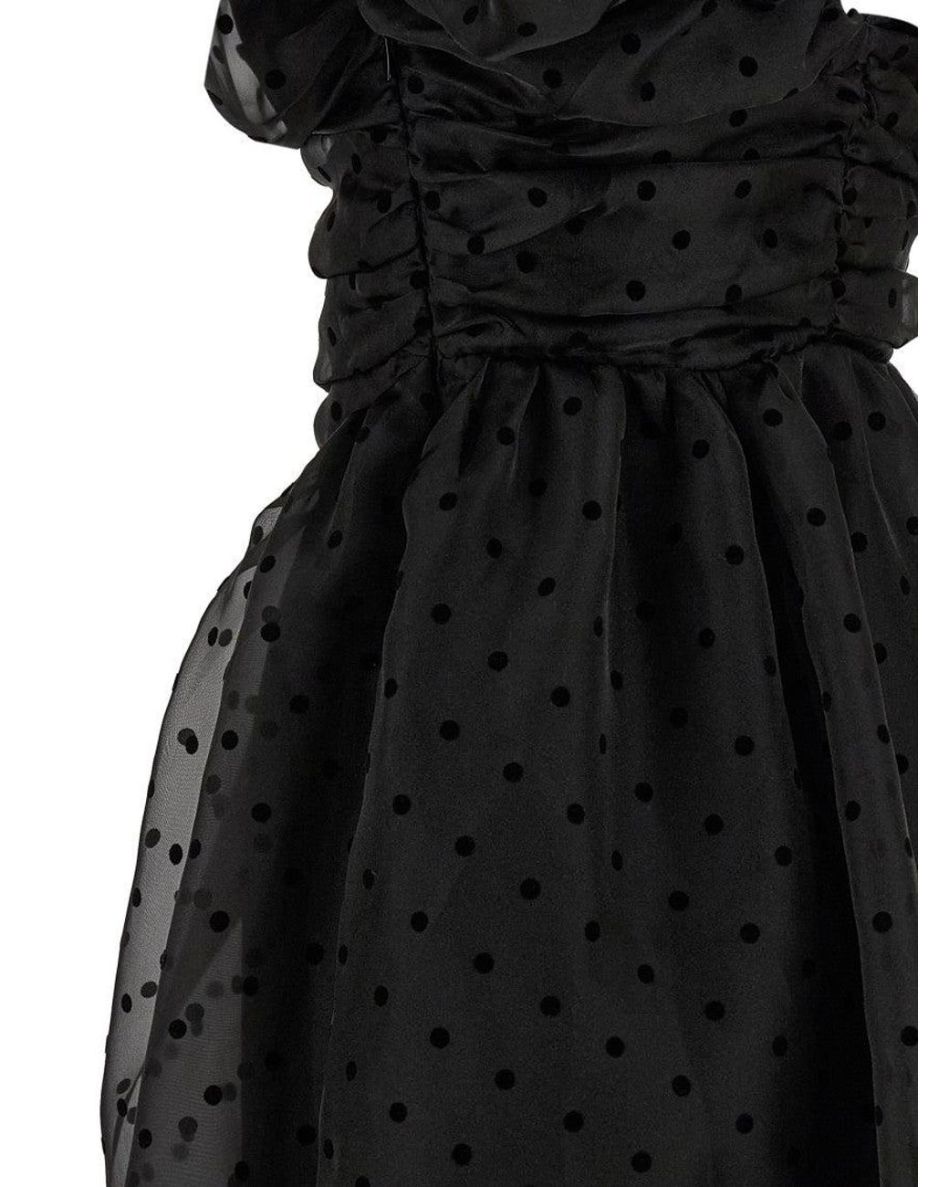 Ganni Black Organza Ruched' Dress