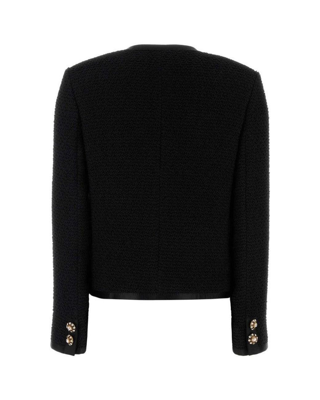Dolce & Gabbana Black Cropped Single-Breasted Tweed Jacket