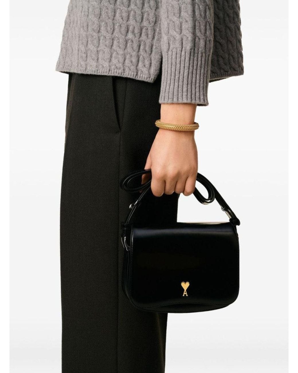 AMI Black Logo Shoulder Bag