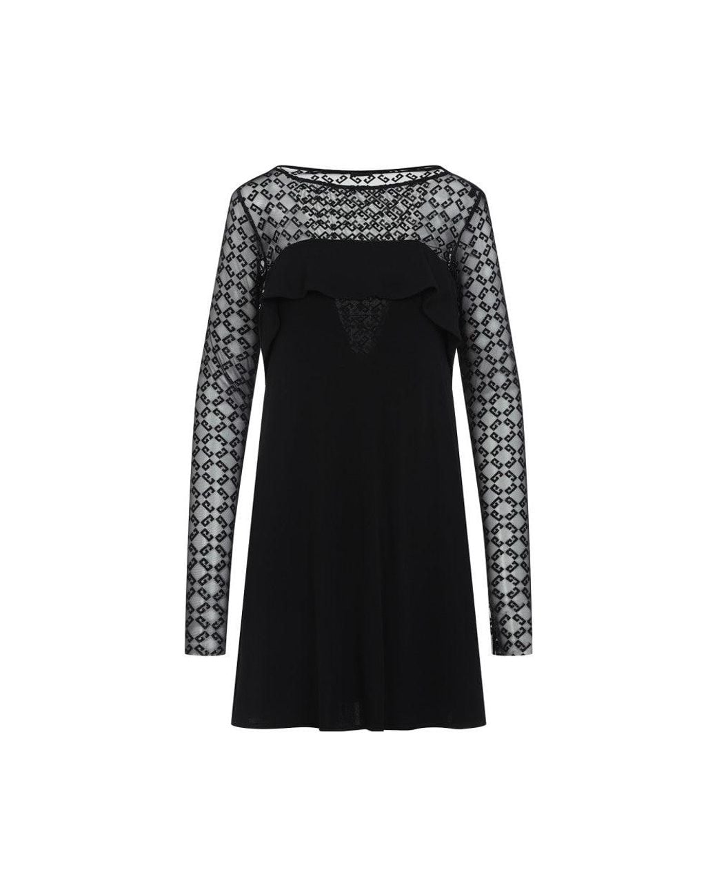 Givenchy Black Draped Jersey And Monogram Tulle Mini Dress