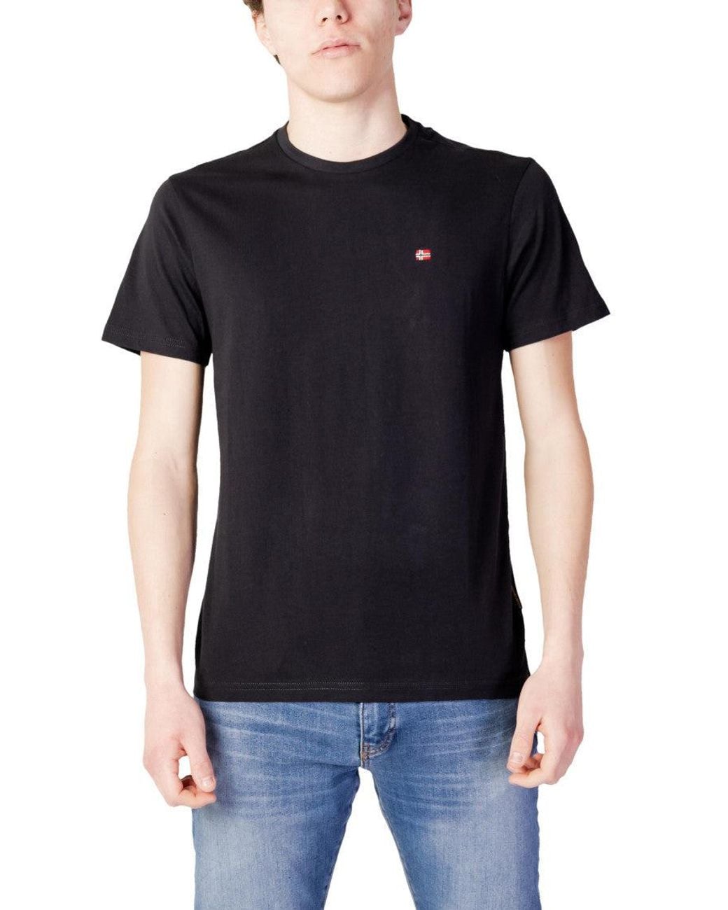 Napapijri Black Crew Neck T-Shirt for men