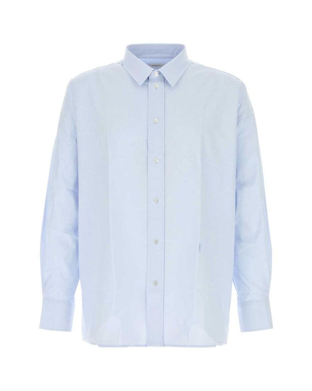Saint Laurent Blue Cassandre Cotton Oxford Shirt for men