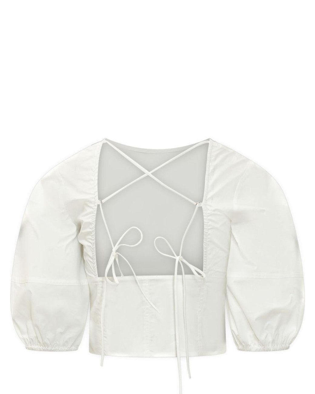 Pinko White Solid Round Neck Top
